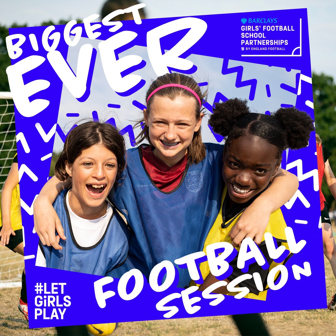 It’s here 🤩 The Biggest Ever Football Session ⚽️ looking forward to welcoming our schools to the year 5/6 development football festival with @LaticsCommunity #LetGirlsPlay