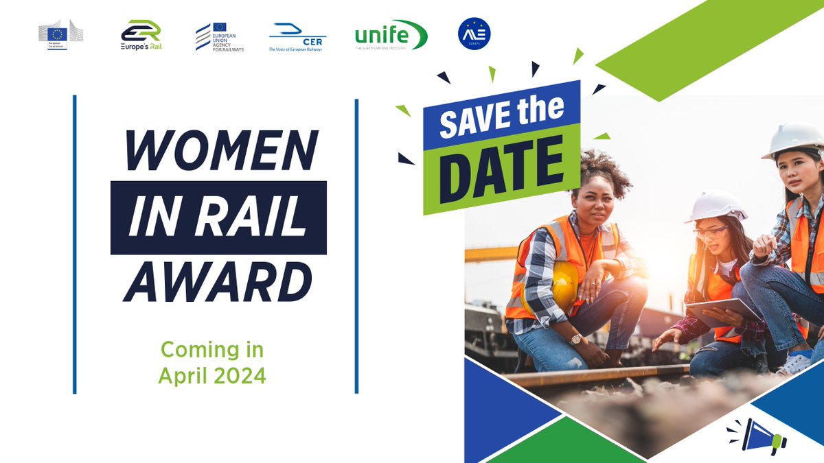 👷‍♀️This #IWD2024, #EU_Rail, @Transport_EU, @ERA_railways, @CER_railways, @UNIFE & @AleDrivers are joining forces to #InspireInclusion in rail. 📣Stay tuned for the next edition of the Women in Rail Award coming soon & join us for an inspiring event @InnoTrans #WomenInTransport