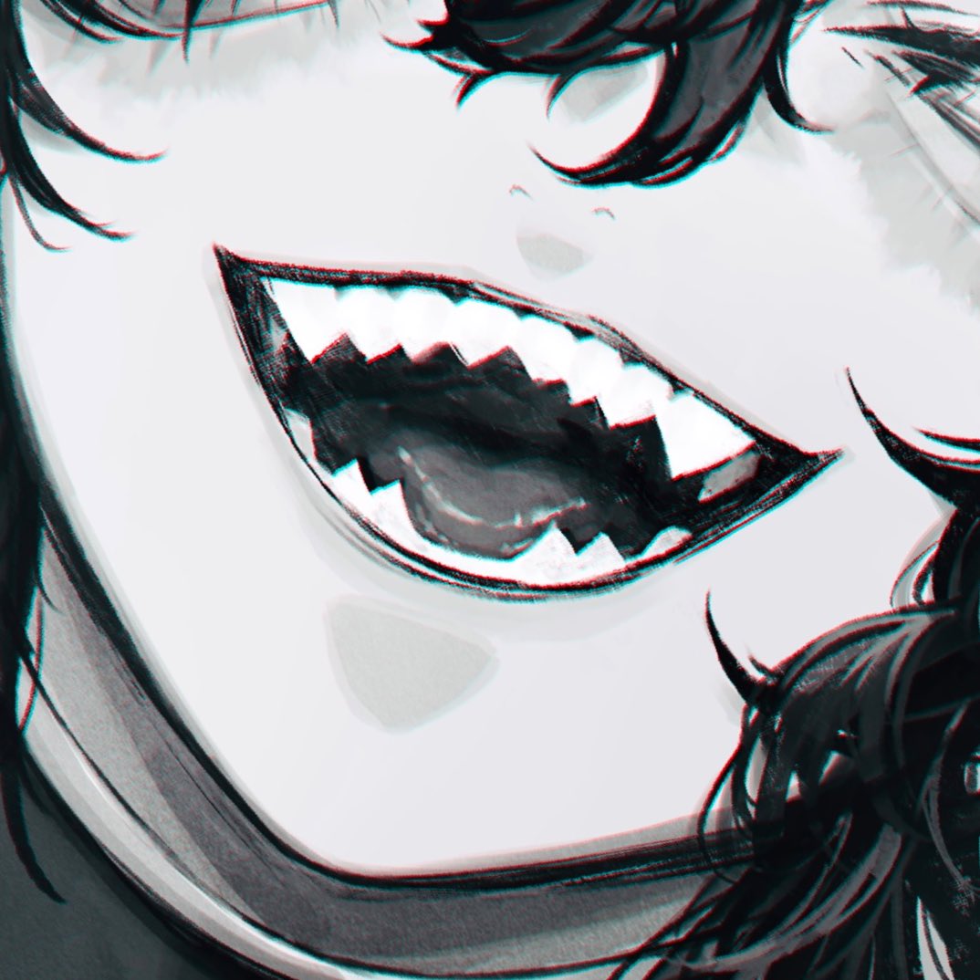 sharp teeth teeth solo open mouth close-up smile portrait  illustration images
