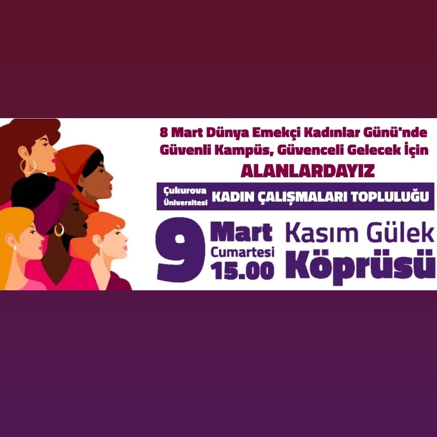 cukurova_n's tweet photo. 9 Mart'ta alanlardayız!
Tüm üniversiteli kadınları bekliyoruz 💟
#8Mart2024 
#dünyaemekçikadınlargünü https://t.co/nbCWmYdeiU