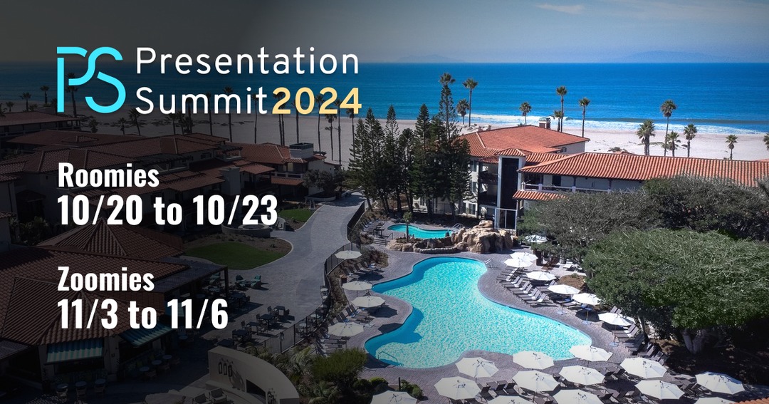 rickaltman's tweet photo. It’s the LAST HURRAH! So whether you’re planning on being a Roomie or a Zoomie, pack up your best Hawaiian shirt and a pair of comfy shoes and get ready. Learn more about this year’s Summit at https://t.co/9zVIqRBHkv. #presum24 #powerpoint #presentations #oxnard https://t.co/BN83dJqWlV