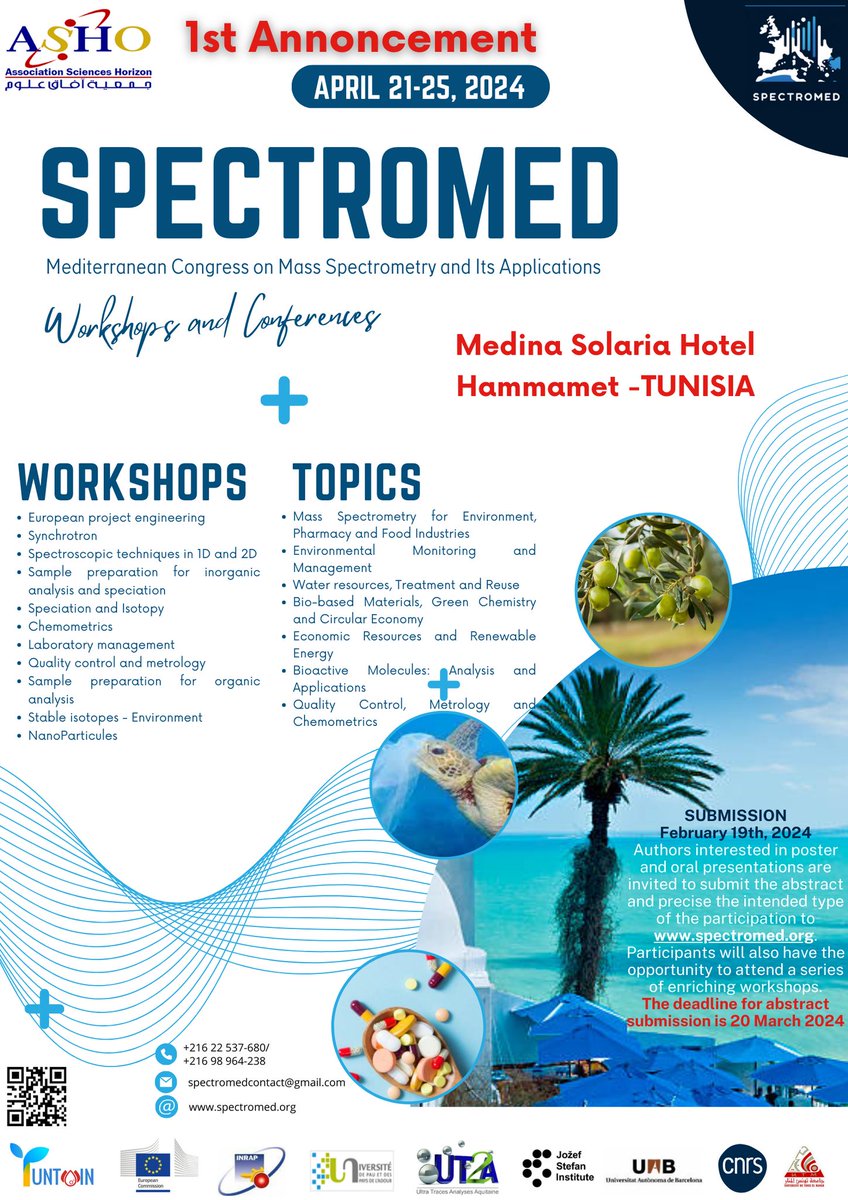 TUNTWIN2's tweet image. The ASHO association is organizing the &quot;SPECTROMED&quot; congress in partnership with the European project TUNTWIN. This congress includes conferences and interactive workshops, bringing together experts in mass spectrometry from various disciplines #environment, #food, #health