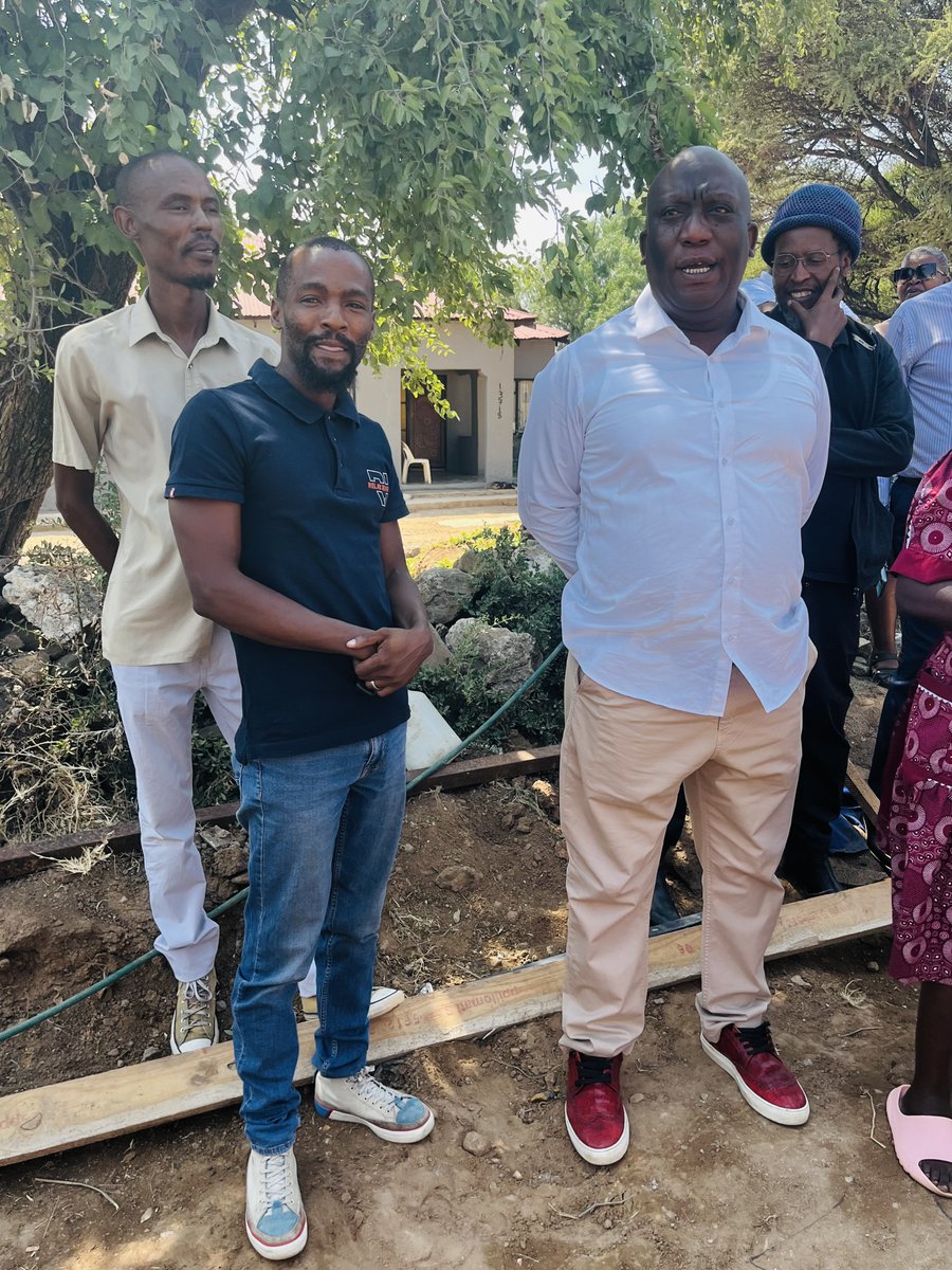 LegaelaBatho's tweet photo. Today marked a significant step in fulfilling our promise to construct a new house for Mme Thupayagae. The CEO and management team visited the site to assess progress, accompanied by Mme Thupayagae herself and representatives from the Mail newspaper. https://t.co/lLjaNhZ5av