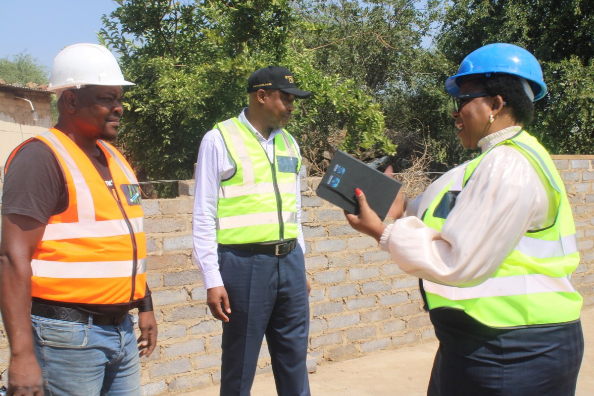 LegaelaBatho's tweet photo. Today marked a significant step in fulfilling our promise to construct a new house for Mme Thupayagae. The CEO and management team visited the site to assess progress, accompanied by Mme Thupayagae herself and representatives from the Mail newspaper. https://t.co/lLjaNhZ5av