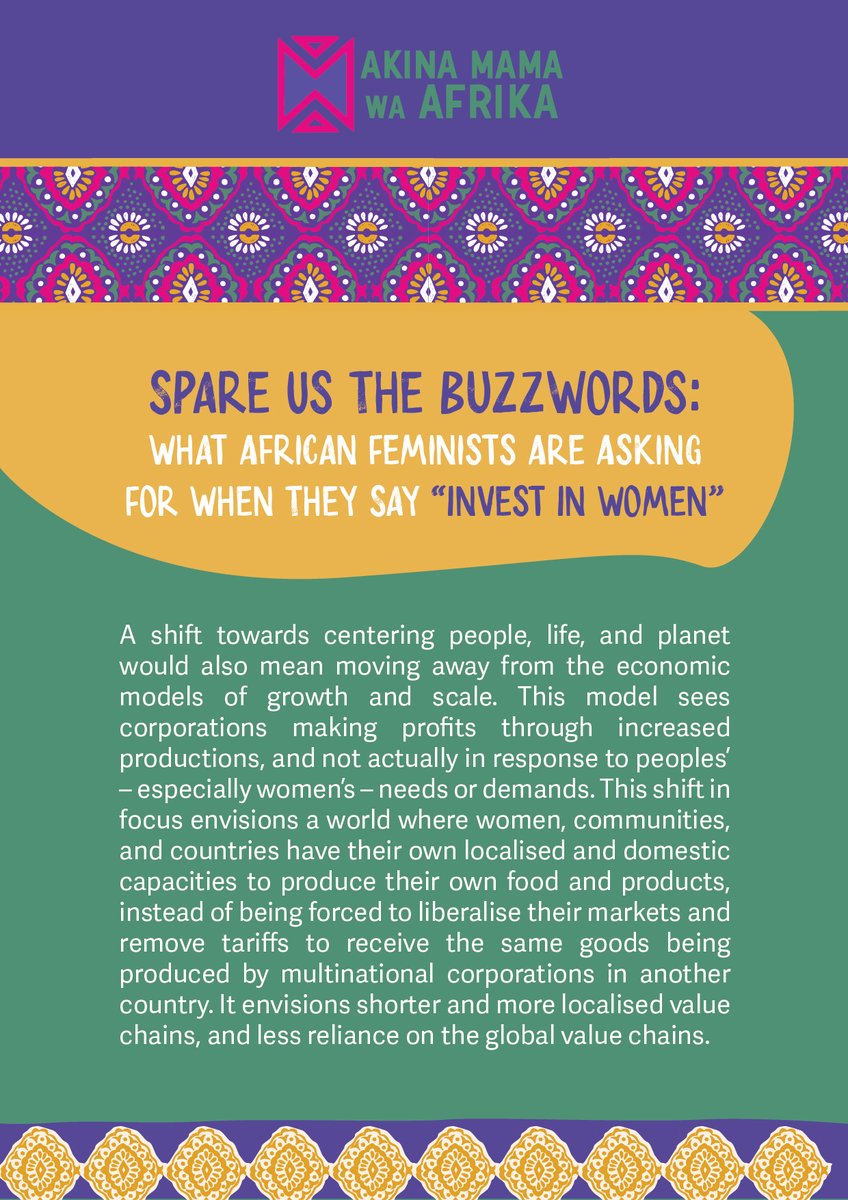Investment in women must go beyond cosmetic solutions to real deep systemic work that tackles the roots of problems. Here are our African Feminist propositions towards #EconomicJustice