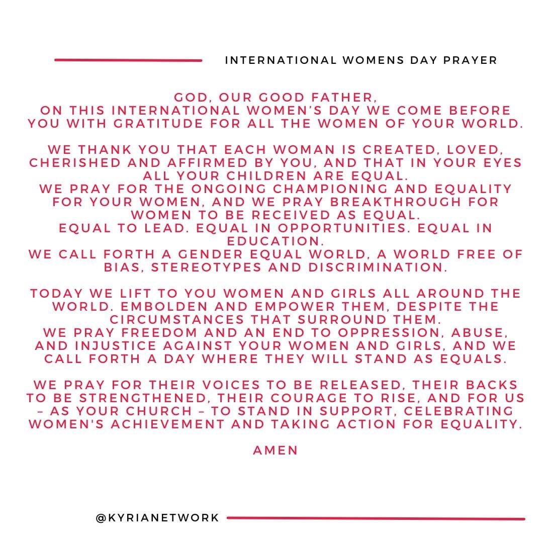 KingsInverness's tweet photo. A prayer for today provided by one of your mission partners @kyrianetwork as we celebrate #internationalwomensday https://t.co/noaywZmkJg