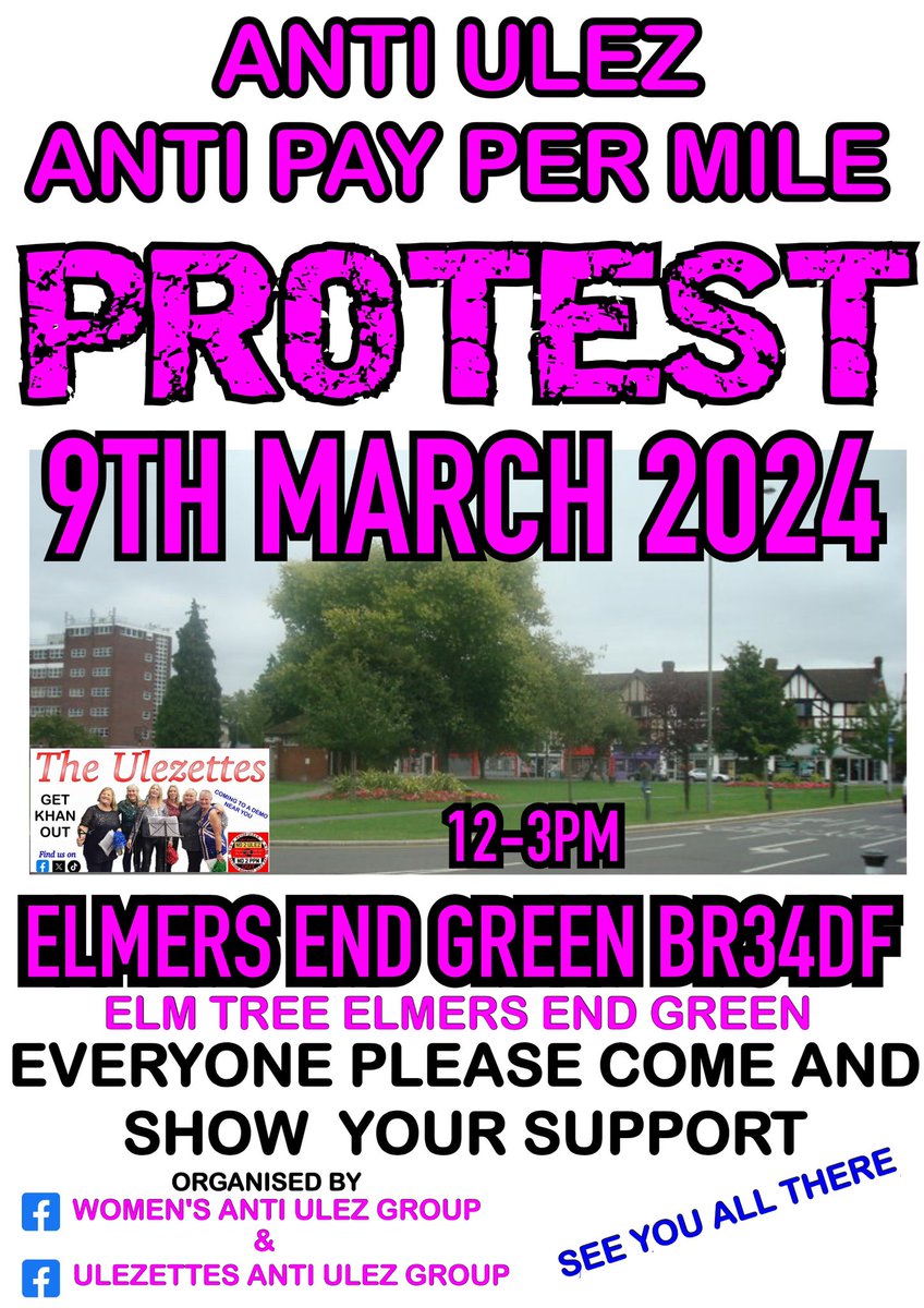 AntiExtension's tweet photo. Women's Anti ULEZ Group's & the Ulezettes Protest.
Elmers End. Saturday 9th March, 12-3pm.
Everyone welcome. 📣📢🦖🎶
#No2ULEZ #No2PPM
#GetKhanOut https://t.co/wqkf8rOpfL