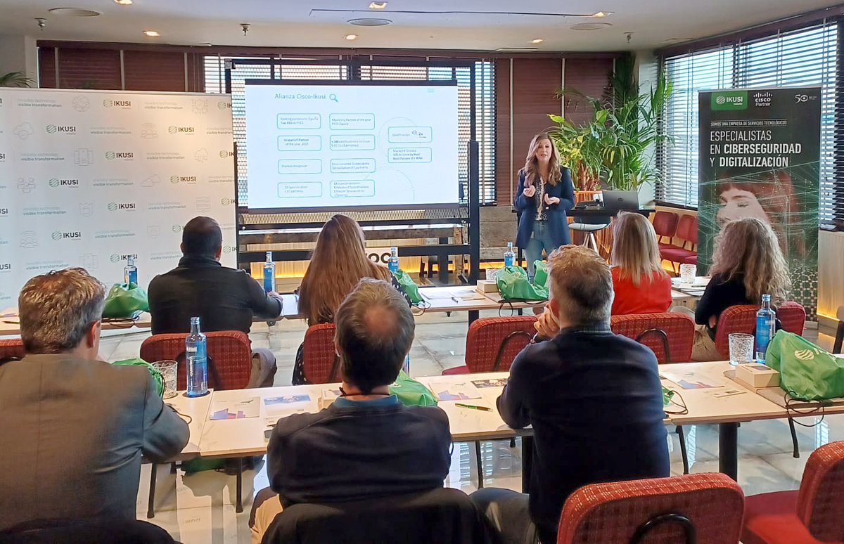 mikeljaurrieta's tweet photo. Interesantísimo encuentro entre #Ikusi y #Cisco ayer en #Madrid para presentar y compartir nuestras visión y estrategia alrededor de los #ManagedServices de #conectividad y #ciberseguridad.
.
.
#serviciosgestionados #ikusifly #socinabox #ciscopartners https://t.co/H5Q4hHiENg