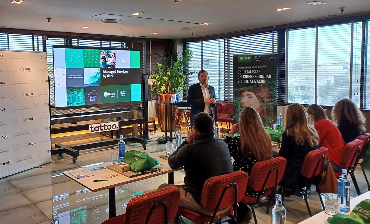 mikeljaurrieta's tweet photo. Interesantísimo encuentro entre #Ikusi y #Cisco ayer en #Madrid para presentar y compartir nuestras visión y estrategia alrededor de los #ManagedServices de #conectividad y #ciberseguridad.
.
.
#serviciosgestionados #ikusifly #socinabox #ciscopartners https://t.co/H5Q4hHiENg