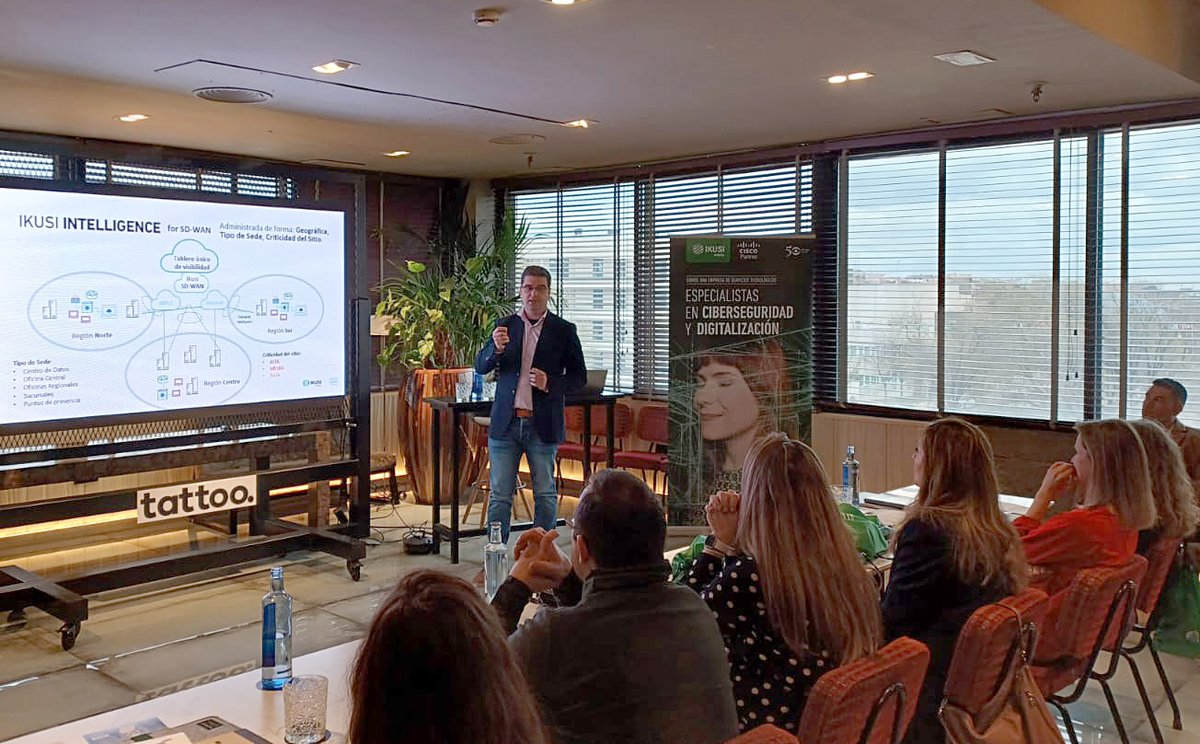 mikeljaurrieta's tweet photo. Interesantísimo encuentro entre #Ikusi y #Cisco ayer en #Madrid para presentar y compartir nuestras visión y estrategia alrededor de los #ManagedServices de #conectividad y #ciberseguridad.
.
.
#serviciosgestionados #ikusifly #socinabox #ciscopartners https://t.co/H5Q4hHiENg
