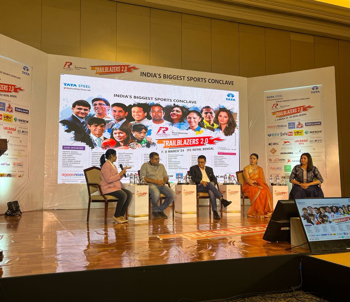 Sanjiv Navangul, MD & CEO, speaking at the Trailblazers 2.0 on a panel with medal winners Mary Kom and Anju Bobby George and Dr Rohit Gutgutia. Moderated by Sharmistha Gupto the talks centred on women sports and health. #bsvwithu #womentoring #WomenInSport