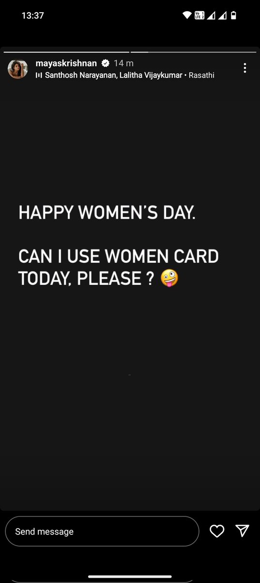 Maya_Magics's tweet photo. Very apt Song Thala #Maya 🫡

Happy Women's Day 🤪

#MayaSquad #MayaMagics https://t.co/0WNQ5Ws0xz