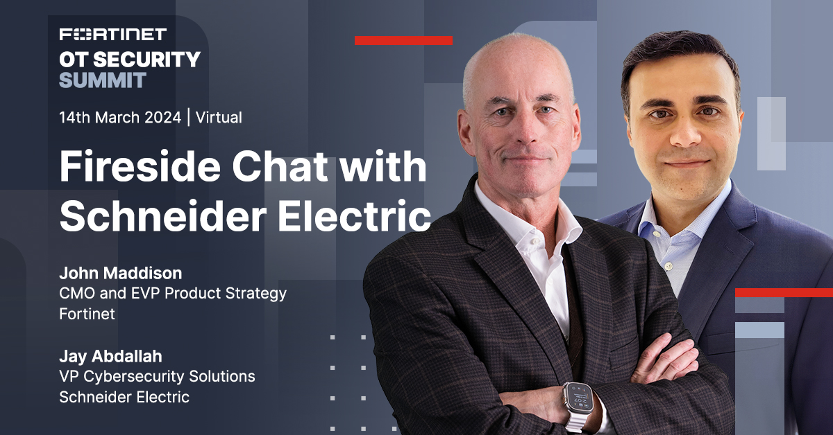 Join our virtual #OTSecurity Summit next week for an exclusive session with Schneider Electric as they reveal how they prioritize security with our #Fortinet #SecurityFabric: ftnt.net/6017Xxl4R