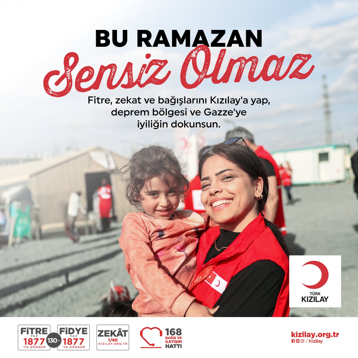 #Ramazan Geliyor! 🌙

Bu Ramazan'da fitre, fidye ve bağışlarını dilediğin yerden Kızılay'a kolayca yap, iyilik yerini bulsun. #SensizOlmaz

🔗 kizilay.org.tr/ramazan/