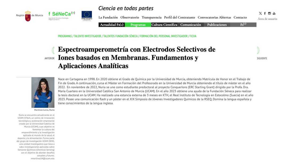 UCAM_SENS's tweet photo. 🎉 Big shoutout to our PhD candidate @Nuria_MLorca on securing the FPI grant from @FundacionSeneca! 🙌 #PhD #Research #Congratulations 
@UCAM @UCAM_Investiga @HitechUCAM 
https://t.co/Dw9BRJgVxj https://t.co/p5V0mfWszq