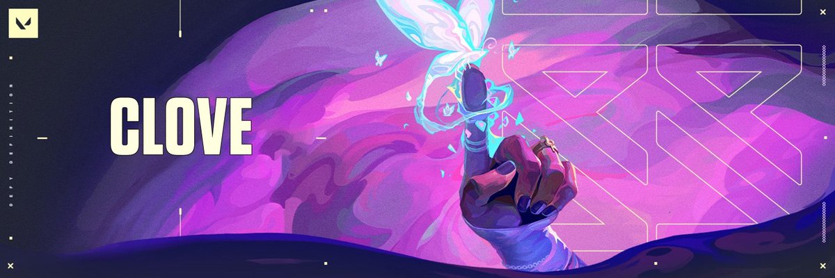 ValorantUpdated's tweet photo. Agent 25 name is CLOVE. 

Cloaked in a pink jacket, she flits through the fray,

Look like a Scotland's girl with a mischievous grin,

One moment she's dies, the next she's alive,

Vanishing in a flash, a phantom in the chase,

Ever the strategist, CONTROL is her domain. https://t.co/KTZbOOhVAO