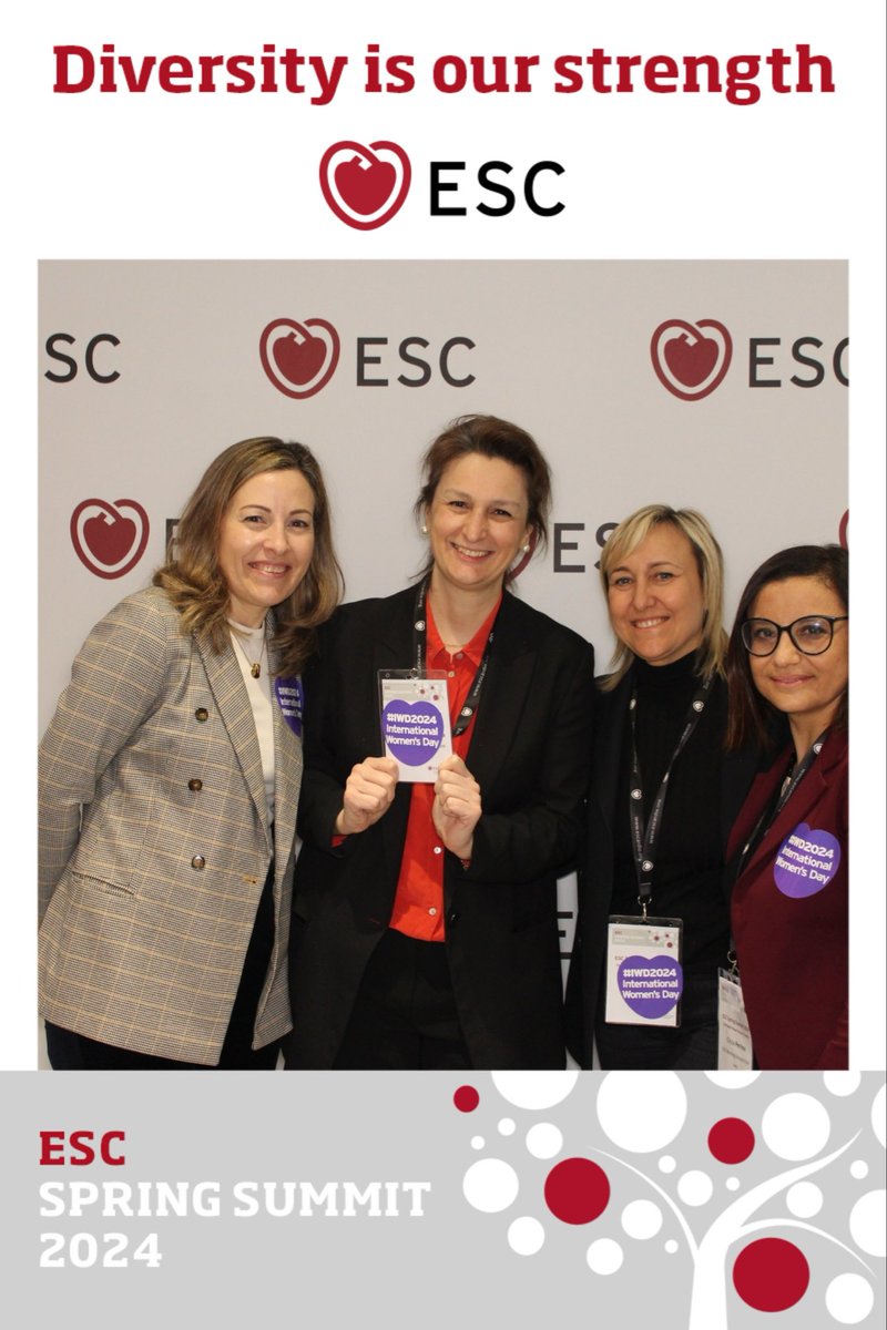 #ESCSpringSummit celebrating international women’s day #IWD2024, embracing diversity, raising and lifting our community 
#InspireInclusion @escardio
 @TeresaLpezFdez1 @alaide_chief @Barbara_Casadei @chiarabd @IcorCat @Antonia_Sambola @mirvatalasnag @secardiologia @hgermanstrias