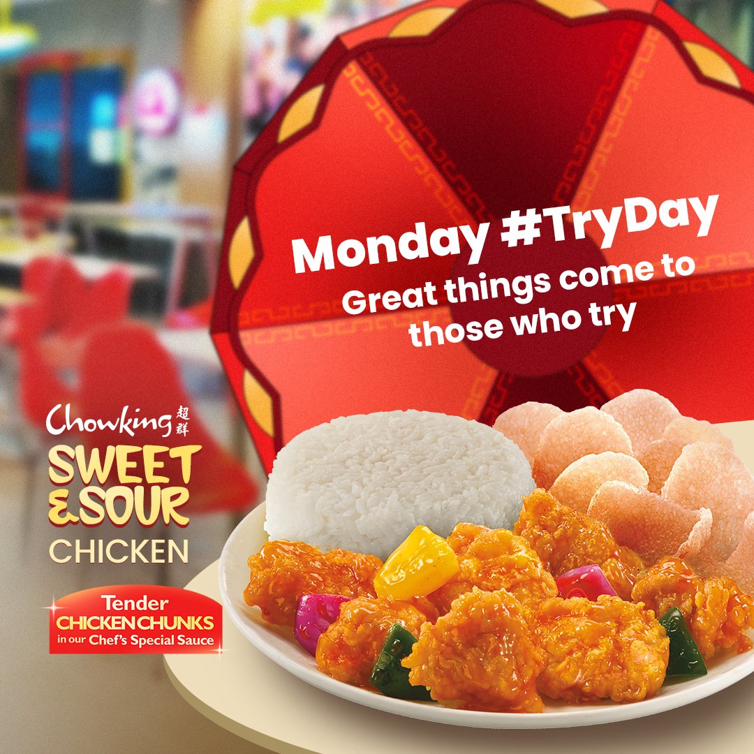 chowking_ph's tweet photo. You’ll never taste something new until you try it! 😋

Kaya ‘wag na magpa-FOMO and try our Chowking Sweet &amp; Sour Chicken this coming Monday #TryDay! 🥢 https://t.co/Trx29cbMYw