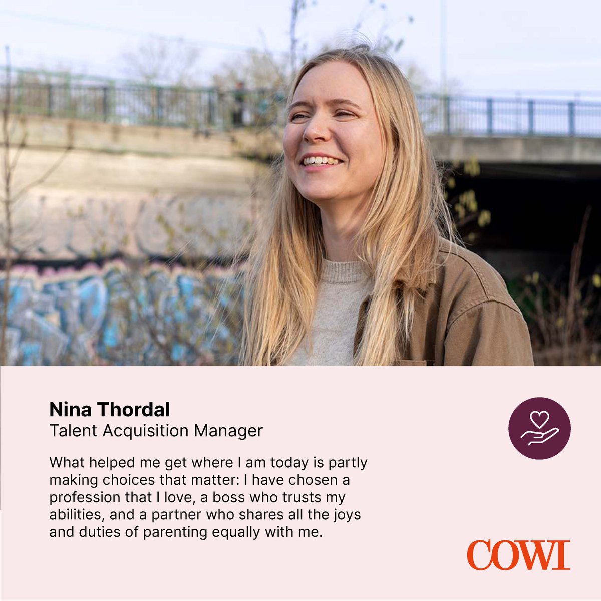 It's International Women’s Day! 👩‍🔧👩‍💻👷‍♀️
To celebrate, we spoke to some of our colleagues to find out if there is really anything worth celebrating. Spoiler alert – there definitely is.

Meet Nina Thordal from Talent Acquisition:

#IWD2024 #WeareCOWI