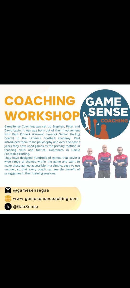 Looking forward to @GaaSense attending @Armagh_GAA Coaching & Games workshop on Sat 4th May, More details to follow next week. #Gaa #Gamebased #coaching