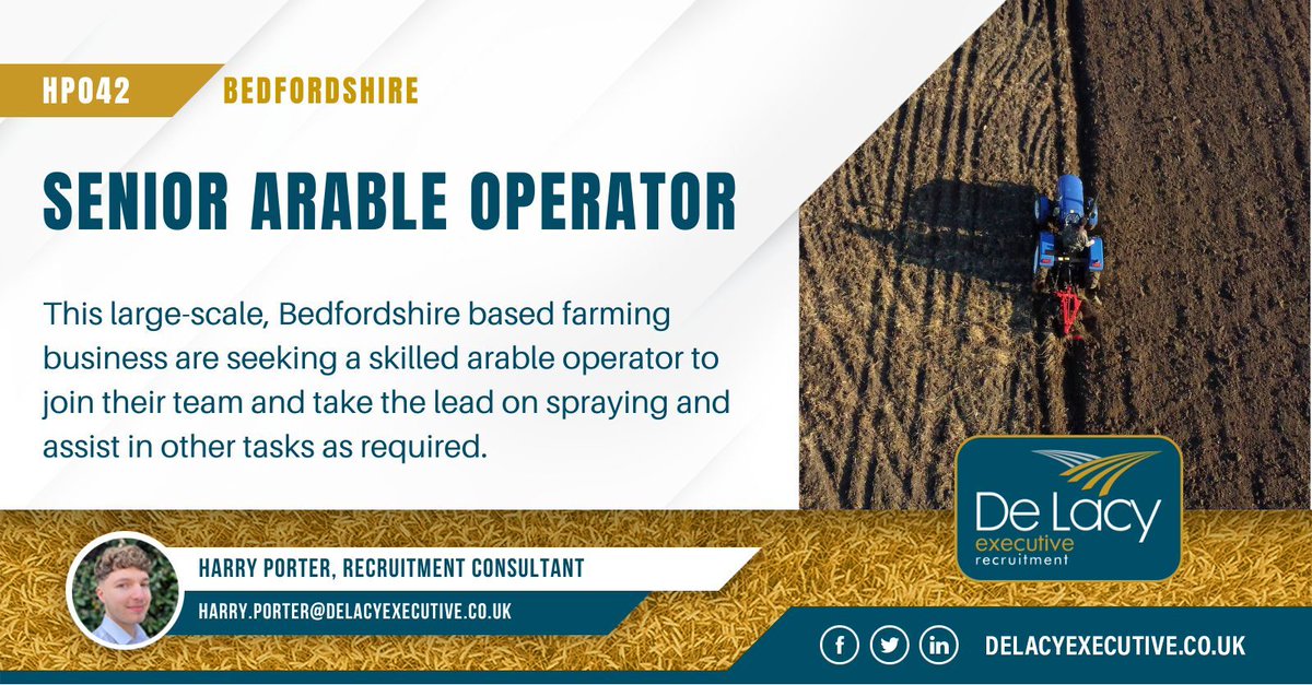 DeLacyExecutive's tweet image. This large-scale, Bedfordshire based #farming business are seeking a skilled #ArableOperator to join their team.

The ideal candidate for this position will be someone who holds PA1 &amp;amp; PA2.

Previous #Arable experience? Apply: delacyexecutive.co.uk/jobs/hp042-sen…

#UKJobs #FarmJobs #Hiring