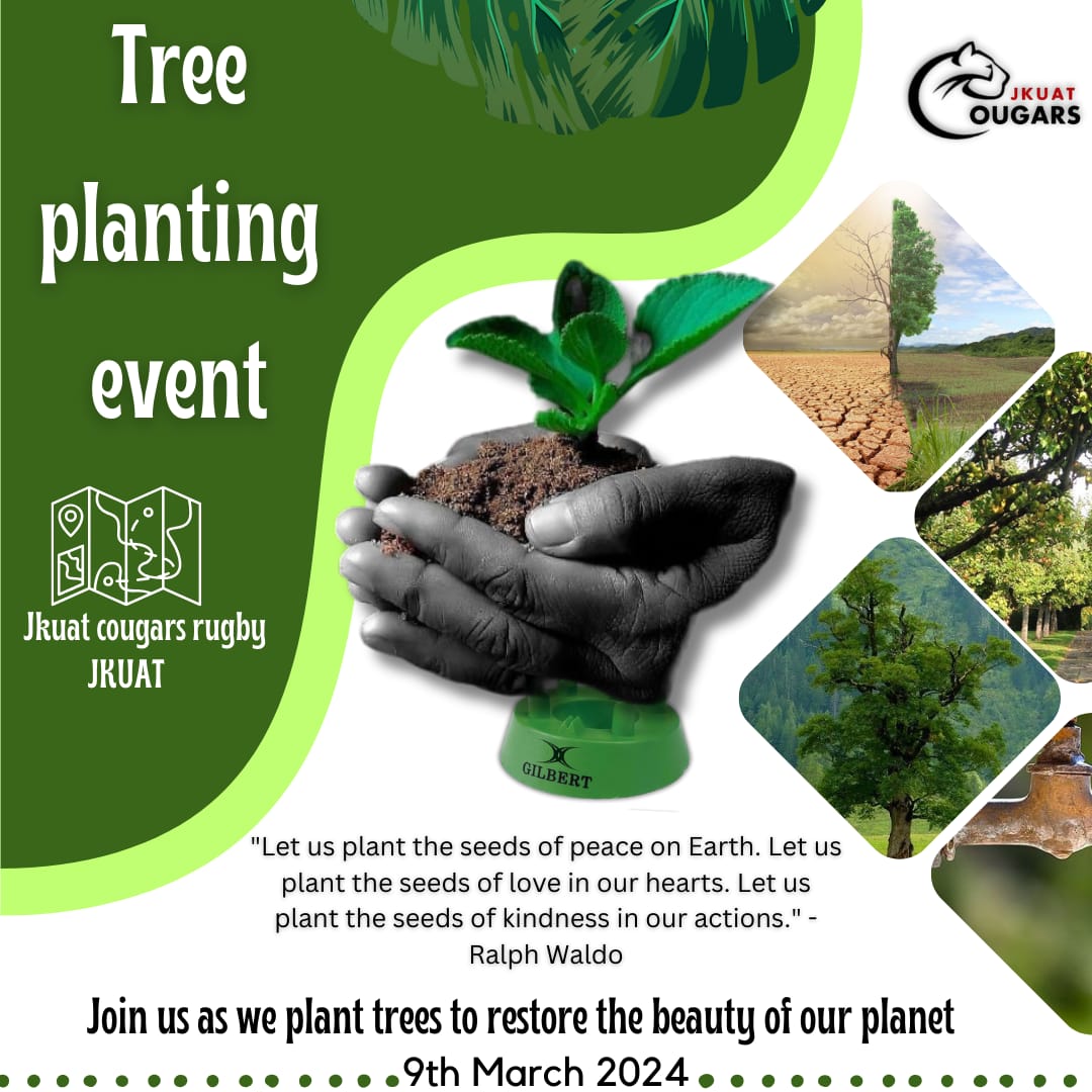 We are more than glad to have @sportree_254 on board this saturday for the tree planting event which will be held at the JKUAT Rugby pitch. Join us as we restore the beauty of our planet. #triesfortrees #sustainableathletes #climatechange #RugbyKe #cougarsrising