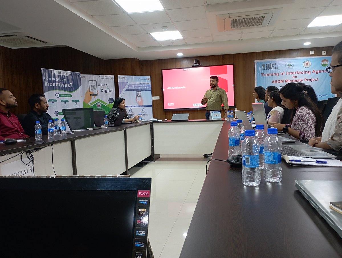 AyushmanNHA's tweet photo. A Capacity building workshop on #ABDM_Microsite Project was conducted by Chhattisgarh ABDM team & facilitated by @PATHtweets.
Chhattisgarh has implemented 2 Category-A Microsites in Bilaspur and Raipur with @HLFPPT as Interfacing Agency and PATH as Dev. Partner.
#AyushmanBharat https://t.co/BFczL7lW9n