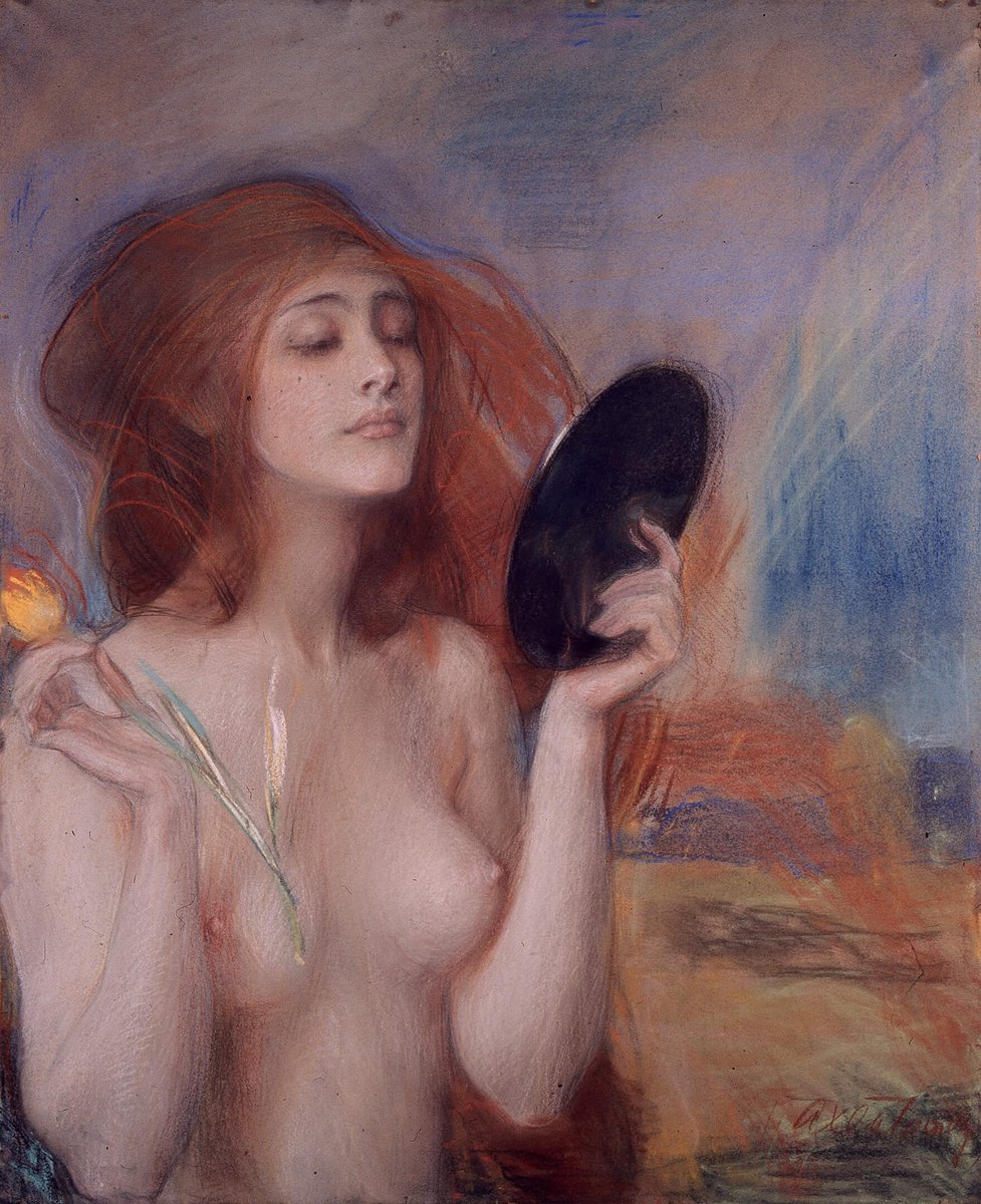 polmastersofart's tweet photo. Teodor Axentowicz - Wiosna (pastel na papierze, 74,5 x 59 cm), ok. 1900, Muzeum Mazowieckie w Płocku. #PolishMastersofArt #TeodorAxentowicz https://t.co/BqQH01Grkw