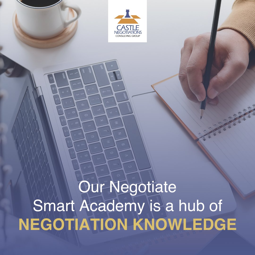 You can consistently negotiate magnificent agreements. 

And we will show you how.

Our Negotiate Smart Academy is a hub of negotiation knowledge tailored to suite small or large teams or just individuals at any level, anywhere.  

Ready to begin? 
castlenegotiations.com/negotiate-smar…