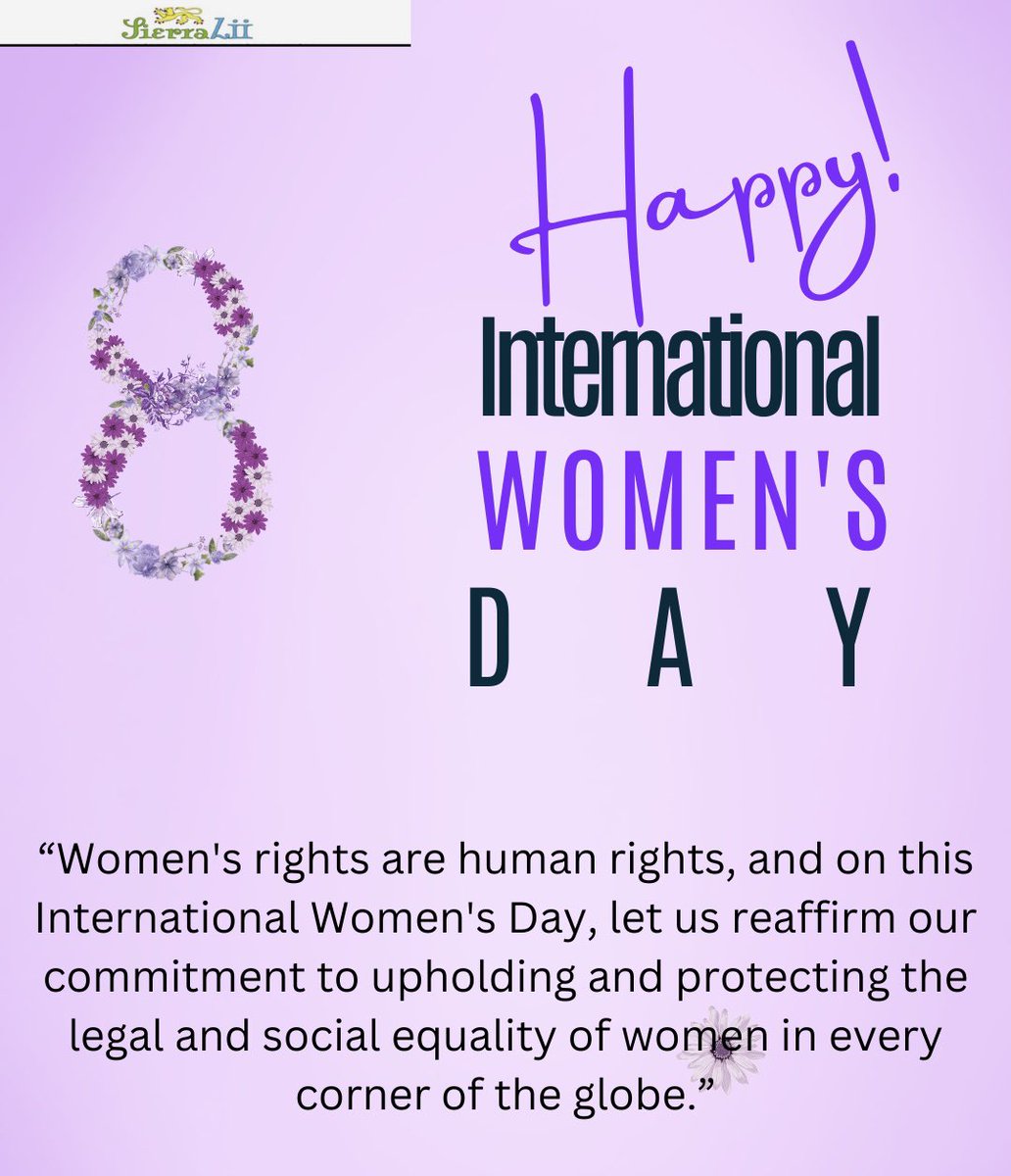 SierraLII's tweet photo. On International Women's Day, SierraLII celebrates the strength, resilience, achievements, and contributions of women all around the world. Let us continue to support and uplift each other as we strive for gender equality and empowerment. Together, we can create a brighter and more inclusive future for all. 
Happy International Women's Day!