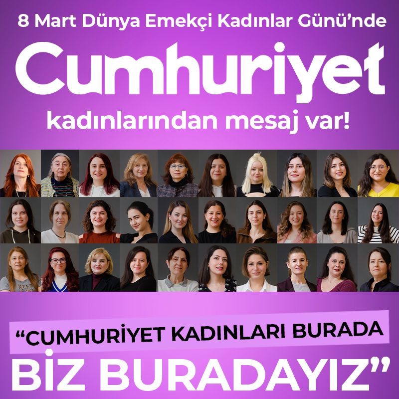 🟣Cumhuriyet kadınlarından mesaj var!

Cumhuriyet Gazetesi, Dünya Emekçi Kadınlar Günü'nü Kutlar

#8MartDünyaKadınlarGünü #CumhuriyetYasamHakkidir #Cumhuriyet100Yaşında #KadınGücü #ToplumsalCinsiyetEşitliği
#LaikBasın #8MartEmekciKadınlarGunu
cumhuriyet.com.tr/turkiye/cumhur…