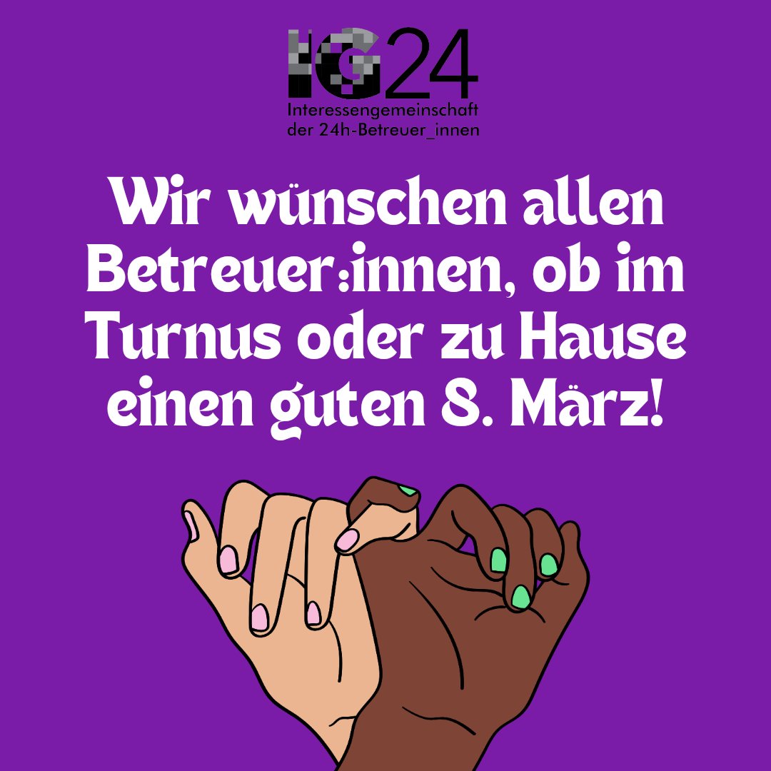 Am 8.März und an jedem anderen Tag: Ihr seid stark! Ihr seid wichtig! Eure Arbeit ist unverzichtbar! Ihr seid viele und haltet zusammen! Ihr habt Rechte! Ihr habt mehr verdient! Und ihr seid nicht alleine!  #8M2024 #caregivers #InternationalWomensDay