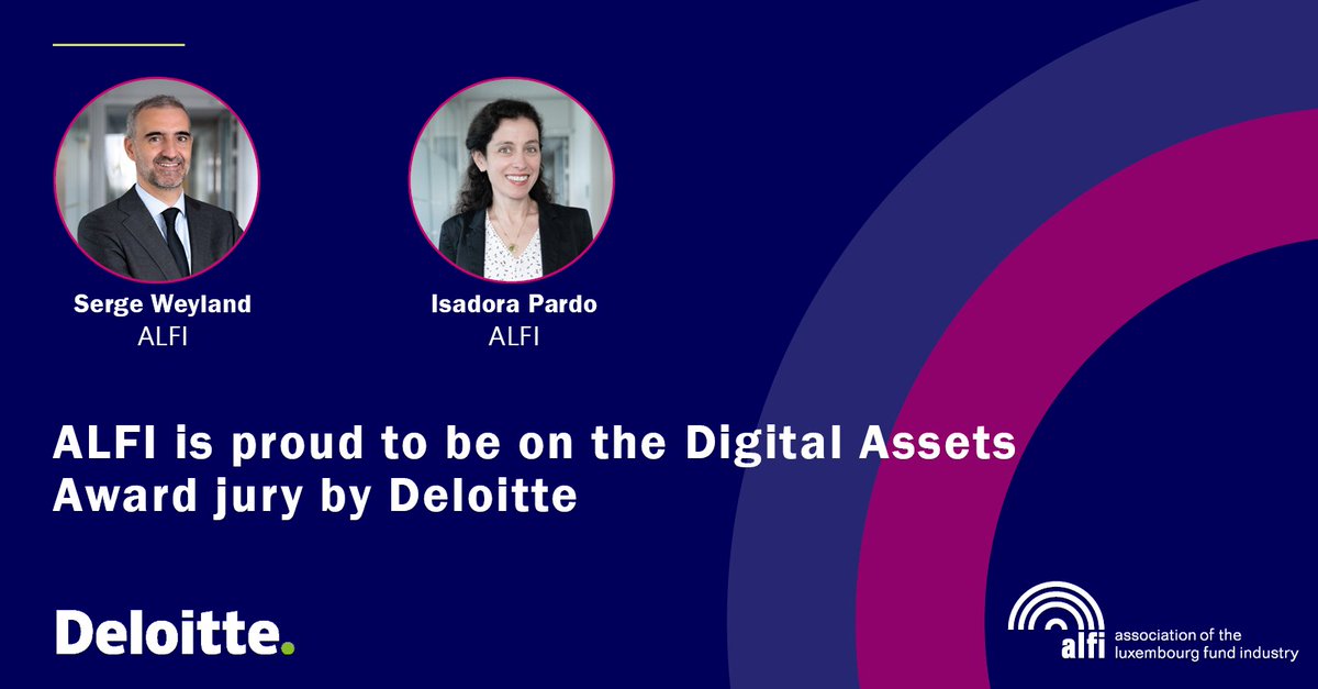 ALFI (@alfifunds) on Twitter photo Serge Weyland, CEO of #ALFI, and Isadora PARDO, ALFI’s Senior VP of Industry Affairs, will attend Deloitte's Digital Assets Conference on 12 March. This conference will feature a panel on the implementation of digital assets projects. ↘️www2.deloitte.com/lu/en/events/e…
#DeloitteLU Serge Weyland, CEO of #ALFI, and Isadora PARDO, ALFI’s Senior VP of Industry Affairs, will attend Deloitte's Digital Assets Conference on 12 March. This conference will feature a panel on the implementation of digital assets projects. ↘️www2.deloitte.com/lu/en/events/e…
#DeloitteLU