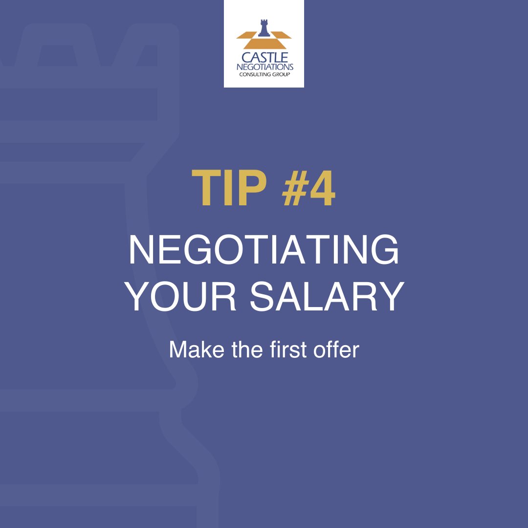 NEGOTIATING YOUR SALARY TIP #4 Make the first offer

It's much better to make the first offer because you get to set the "anchor," the figure that affects the trajectory of the negotiation.

People who make very high first offers end up with a much better result.

#negotiationtip