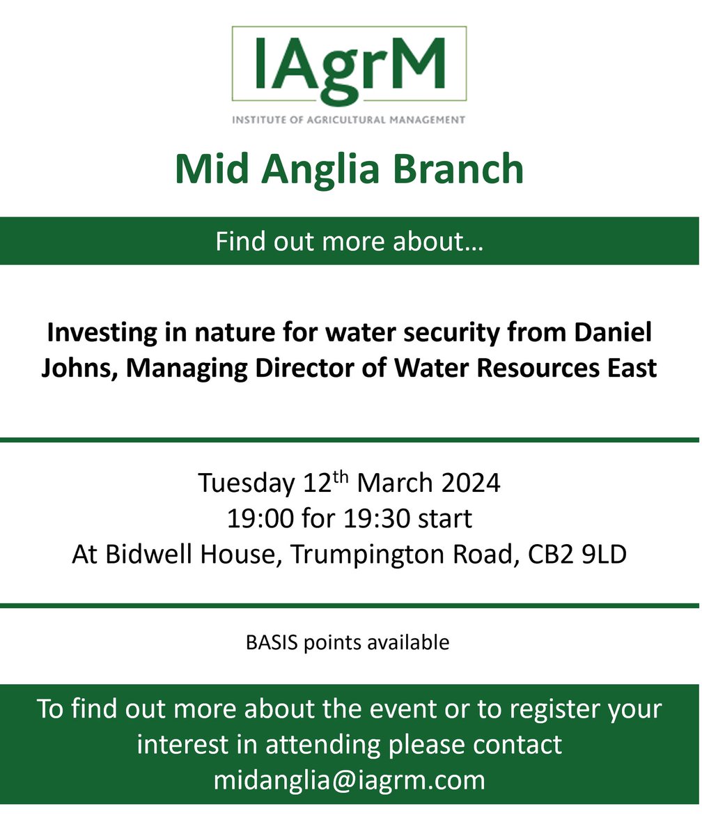 IAgrM Mid Anglia Branch (@iagrmmidanglia) on Twitter photo Open to everyone, please get in touch if you’d like to come along 💧 <a href="/IAgrM/">The Institute of Agricultural Management</a> Open to everyone, please get in touch if you’d like to come along 💧 <a href="/IAgrM/">The Institute of Agricultural Management</a>