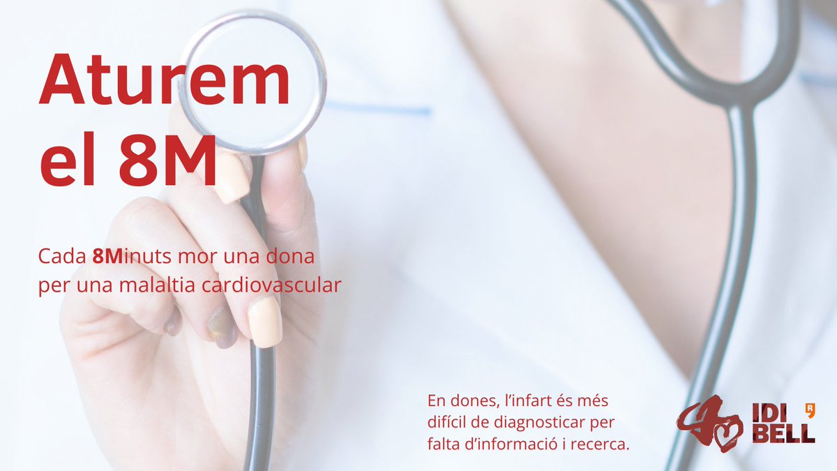 💜Cada 𝟖𝐌inuts mor una dona per malaltia cardiovascular
🙋‍♀️Per això, avui reivindiquem: aturem el #𝟖𝐌!
♀️Intensificant la recerca i estudiant els factors de risc importants per a les dones, corregirem el biaix de gènere en medicina
▶️idibell.cat/2024/03/8m-cad…

Disseny: LHagencia