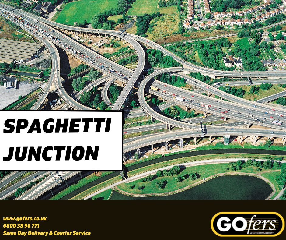 GOfersUK's tweet photo. Here's another fun fact Friday for you! Spaghetti Junction is the most complex road junction in the UK. Officially known as the Gravelly Hill Interchange in Birmingham, it is a wonder of engineering with 559 columns and 18 routes. #engineeringmasterpiece #UKroads #FridayFact https://t.co/E0ebUI0ebn