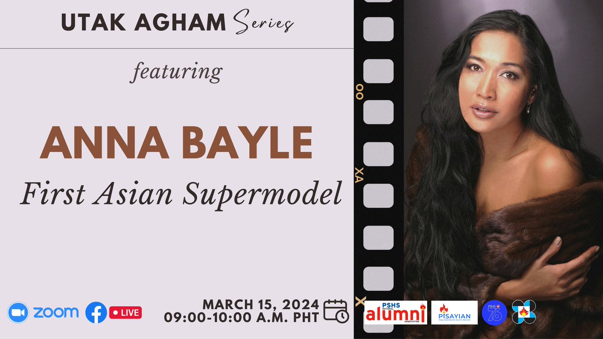 PSHS_System's tweet image. THE FIRST ASIAN SUPERMODEL
Meet Ms. ANNABELLE BAYLE, an alumna of the PSHS-Main Campus Batch 1974, as we take a (cat)walk down the memory lane on the next episode of #UtakAgham Series! This Women&apos;s Month, discover her intellect beyond glamour.  LIVE ON FACEBOOK | MARCH 15 9AM PST