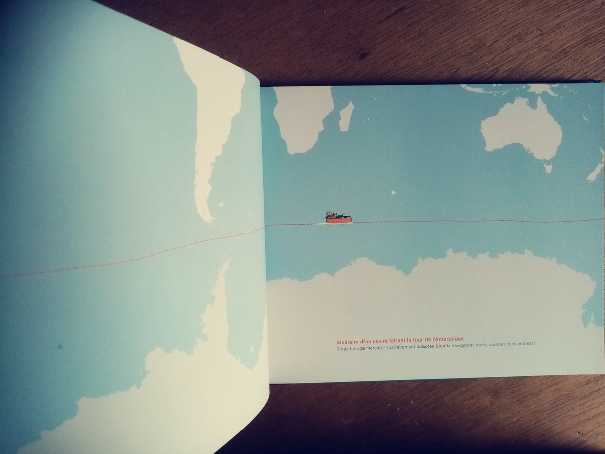 Preuve que la projection de Mercator est exceptionnellement pratique pour la navigation 🙂
(extrait de 'Curiosités cartographique', @EdAutrement)