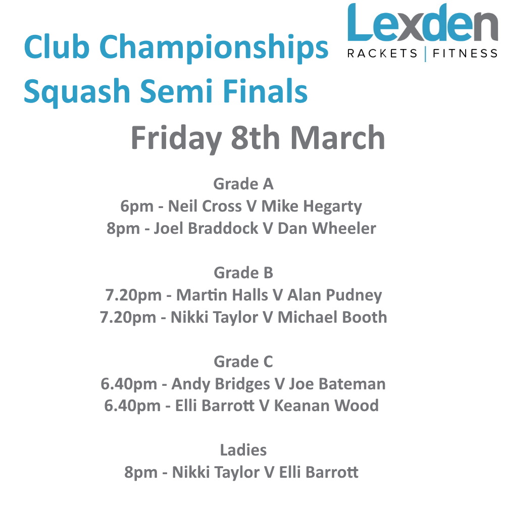 Tonight is Squash Club Championships Semi Finals! Matches start at 6pm 💪 The bar will be open, so pop in and watch the drama unfold. #colchester #squash #clubchampionships #semifinal #SemiFinalShowdown