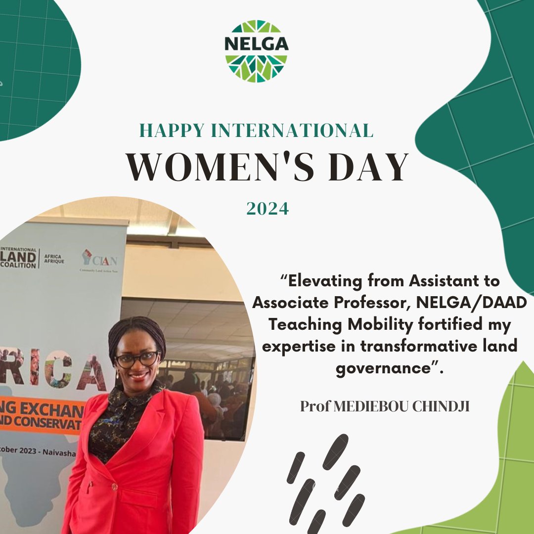 🌐 As we continue to celebrate IWD, we celebrate the incredible journey of Prof. Mediebou Chindji! From Assistant to Associate Professor, her impact on transformative land governance is inspiring. 👩‍🏫 Curious about her story? Click here! nelga.uneca.org/unlocking-bord… #IWD2024 #land