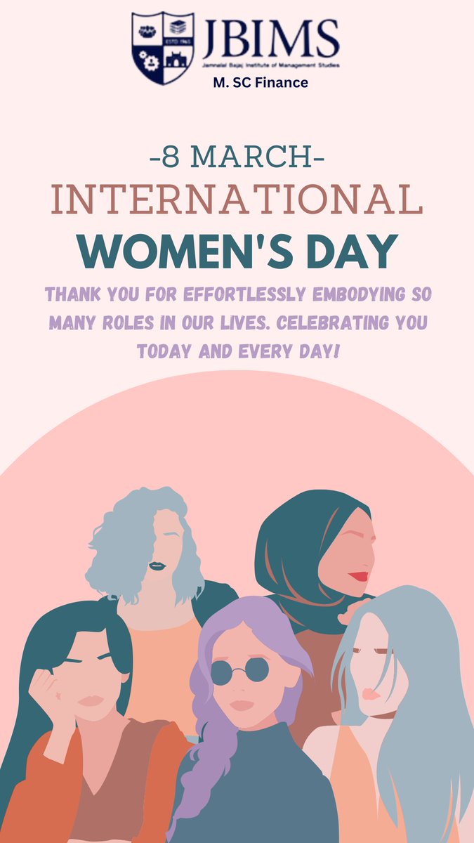 JBIMS_MSc's tweet photo. JBIMS https://t.co/InSoptxFrd. Finance wishes every woman a very happy Women's Day. Thank you for being you. We hope you keep striving and thriving! 
#JBIMS #womensday #womenempowerment #womensupportingwomen #womenpower #happywomensday #womeninbusiness
#jbims #msc #mscfinance https://t.co/2CEKHS7vSd