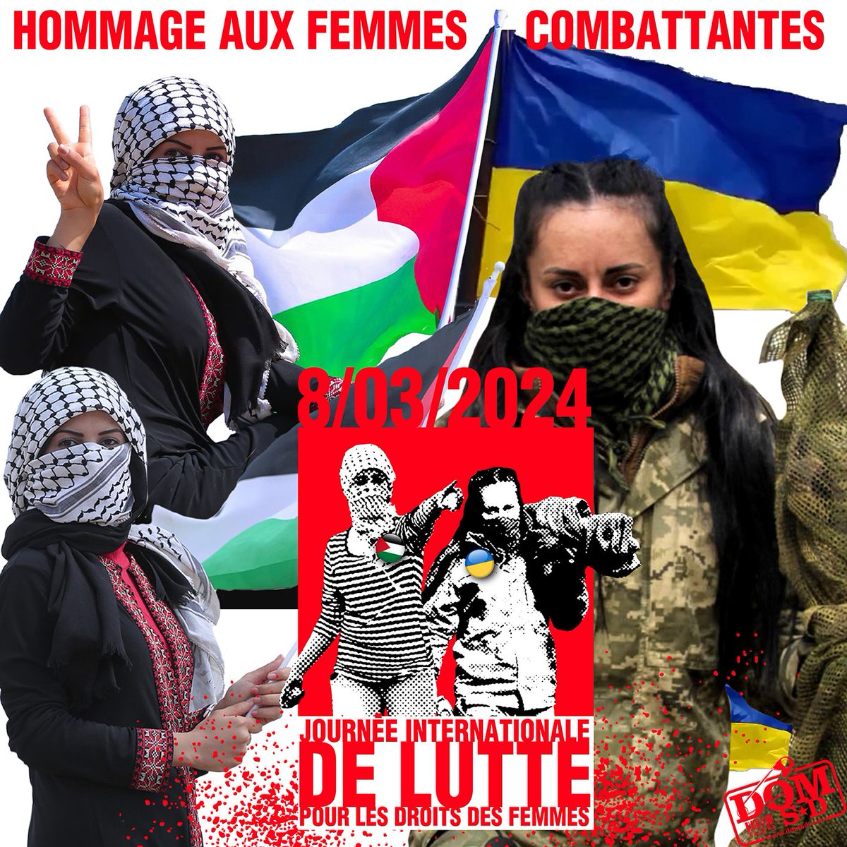 DomSD1's tweet photo. Hommage aux femmes en lutte partout dans le monde, hommage aux femmes combattantes, hommage aux femmes dans les guerres, hommage aux femmes otages, hommage aux femmes emprisonnées.
Hommage aux femmes Palestiniennes et Ukrainiennes.
#WomensDay 
#Ukraine 
#WomensDay 
#Palestine https://t.co/kIBe6f2D7d