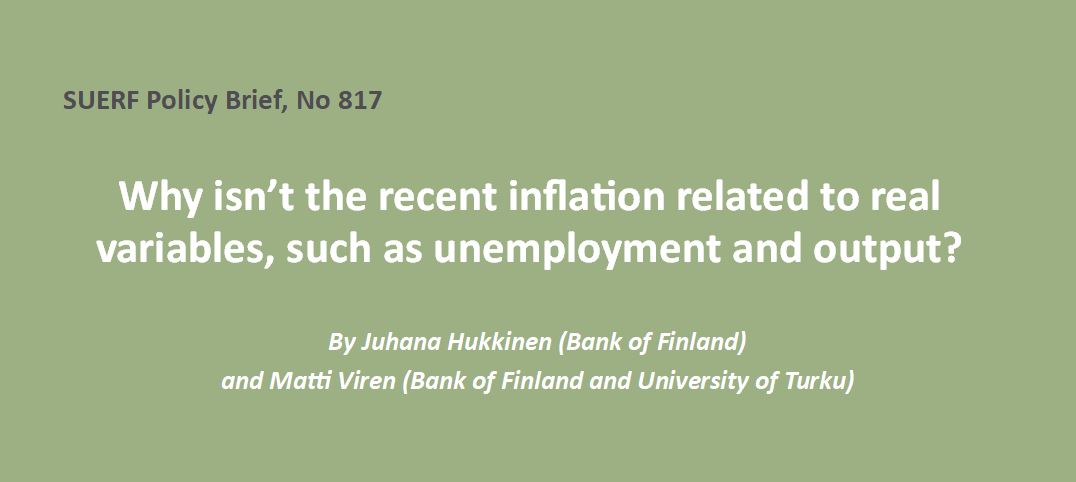 suerf_org's tweet photo. #SUERFpolicybrief “Why isn’t the recent inflation related to real variables, such as unemployment and output?” by Juhana Hukkinen (@SuomenPankki) and @viren_matti (Bank of Finland and @UniTurku) https://t.co/6lEImglYLQ
#Inflation #StateDependentPricing #MenuCosts https://t.co/Upjk9Pg9T8