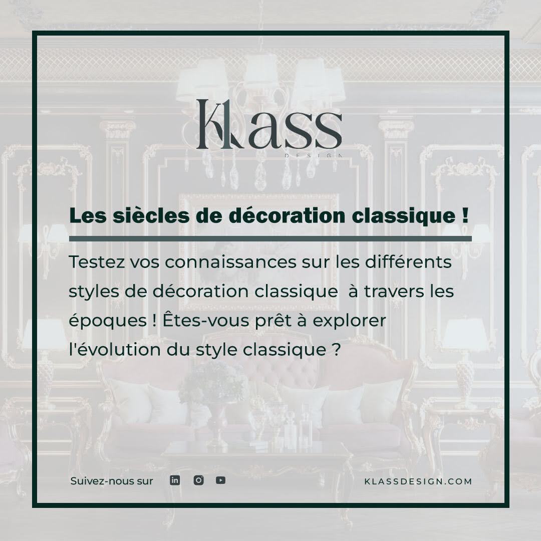 Klass_Design1's tweet image. 🤔 Testez vos connaissances sur la #décorationclassique ! 🎨 Répondez à ces questions sur le Rococo, le XVIIIe siècle, et l'ère victorienne. Êtes-vous incollable ? 🔍🌐 klass-design.fr/decoration-int…
#KlassDesign #Quiz #QuizCulturel