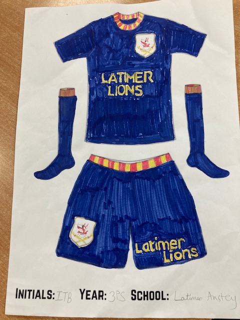 latimerprimary's tweet photo. And the winner is... Ingrid in #ClassPS super design including the Latimer colour, badge and name.
Well done to all the took part in designing a new football kit for Latimer.
#LetGirlsPlay #enthusiasm https://t.co/7kDNFZArmB