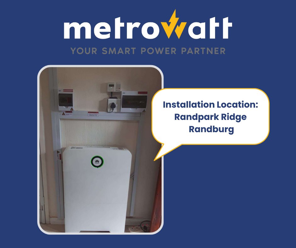 Tired of Load-shedding? Let Metrowatt Power your home today! 🌞 

Great Backup Installation, done in Randpark Ridge Randburg! 
 5kw Huawei Power M with a M 5kWh batteries Backup System. 

#powerm #huawei #power #poweryourhome