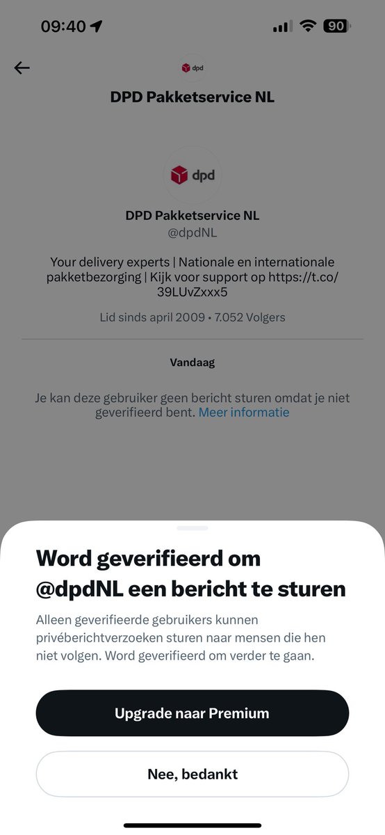 iamjustdebz's tweet photo. @dpdNL Het is trouwens niet mogelijk jullie een privébericht te sturen als je geen geverifieerd account hebt…
Je zal mij dan eerst moeten volgen. https://t.co/5Do71vR8Bh
