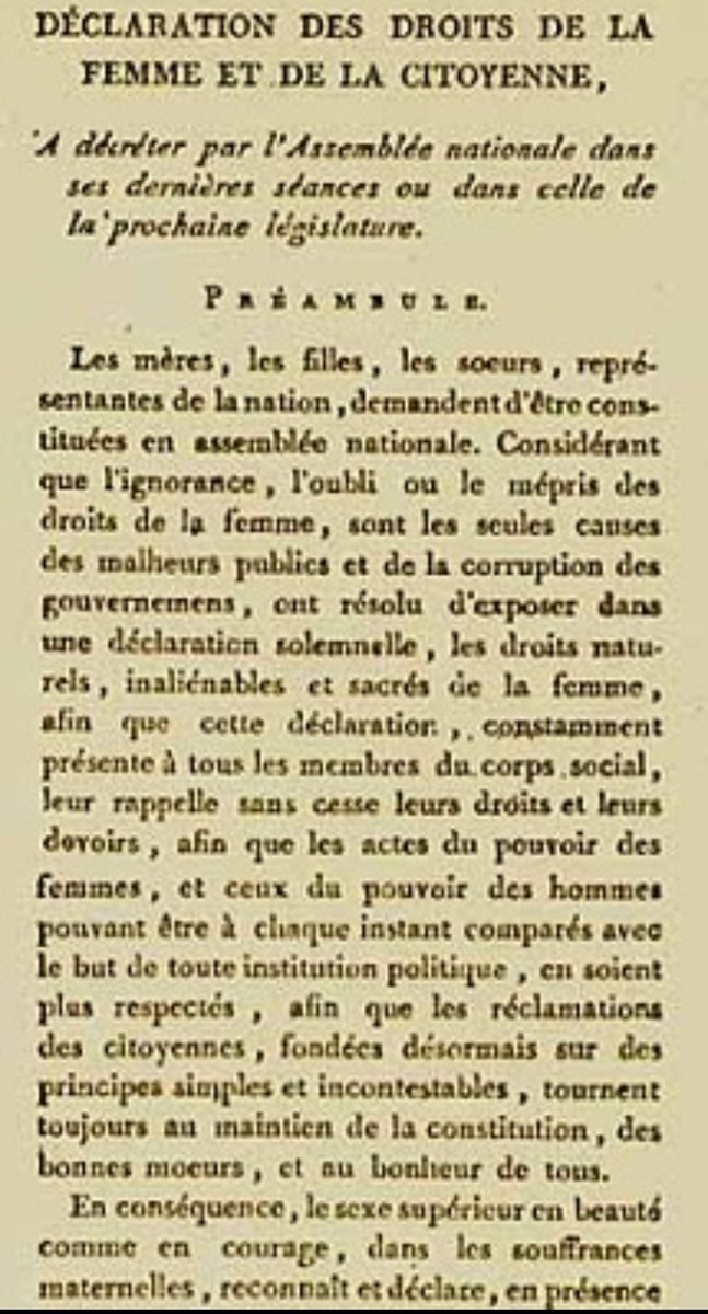 Letnapark's tweet image. Mann, bist du imstande gerecht zu sein? Es ist eine Frau, die dir diese Frage stellt[.] Sage mir, wer hat dir die souveräne Macht verliehen, mein Geschlecht zu unterdrücken? 

*Olympe de #Gouges* 7.5.1748 Montauban – 3.11.1793 Paris enthauptet (von den revolutionären Brüdern)