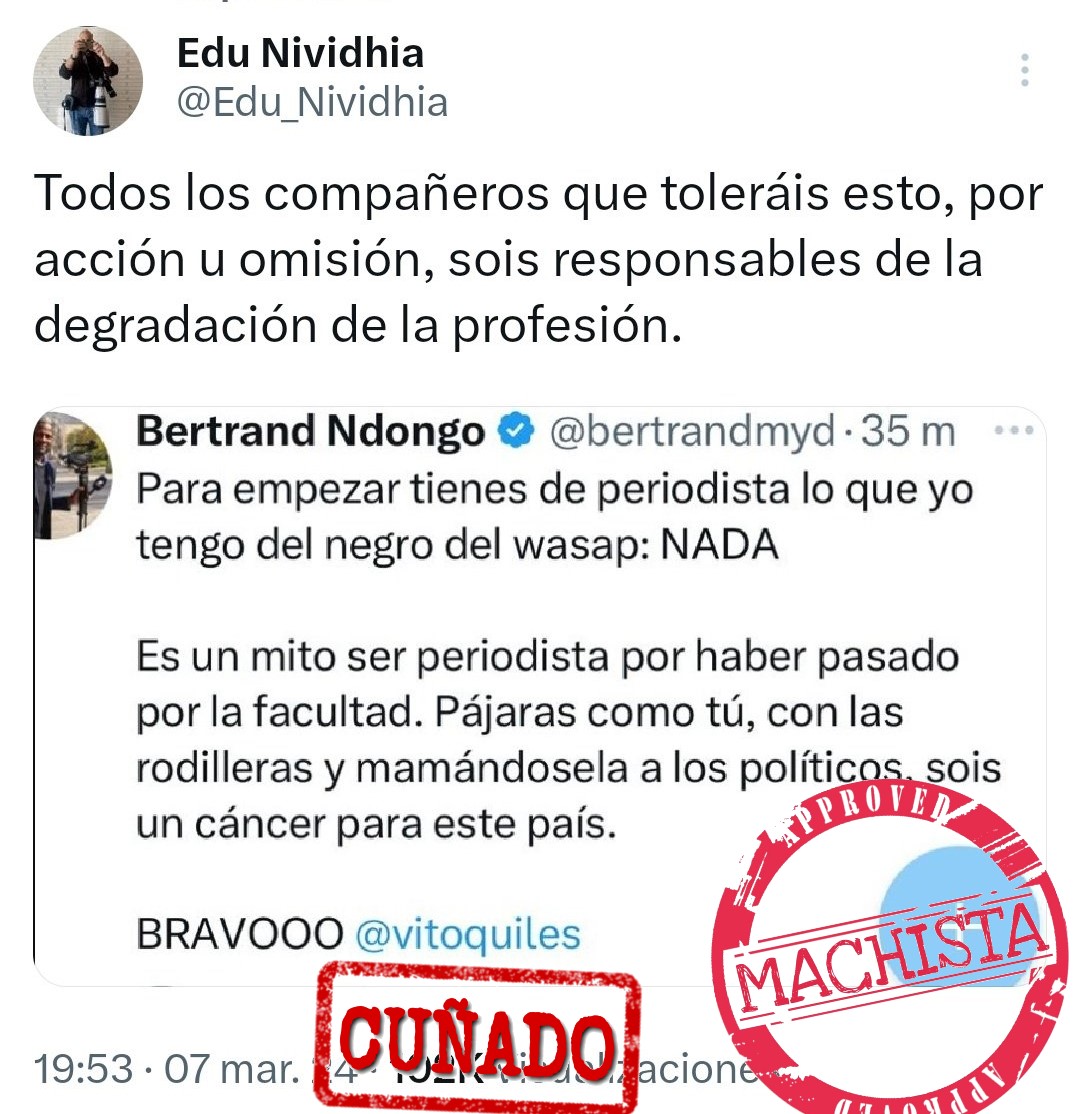 Matxistometro's tweet photo. Mondongo, el "reportero" tocawebos y el lameculos de la ultraderecha, hablando noséqué de rodilleras y mamadas.
Y loando al Quiles. Si esto no es ser cuñao, yo ya no sé... https://t.co/5MAGCypkki